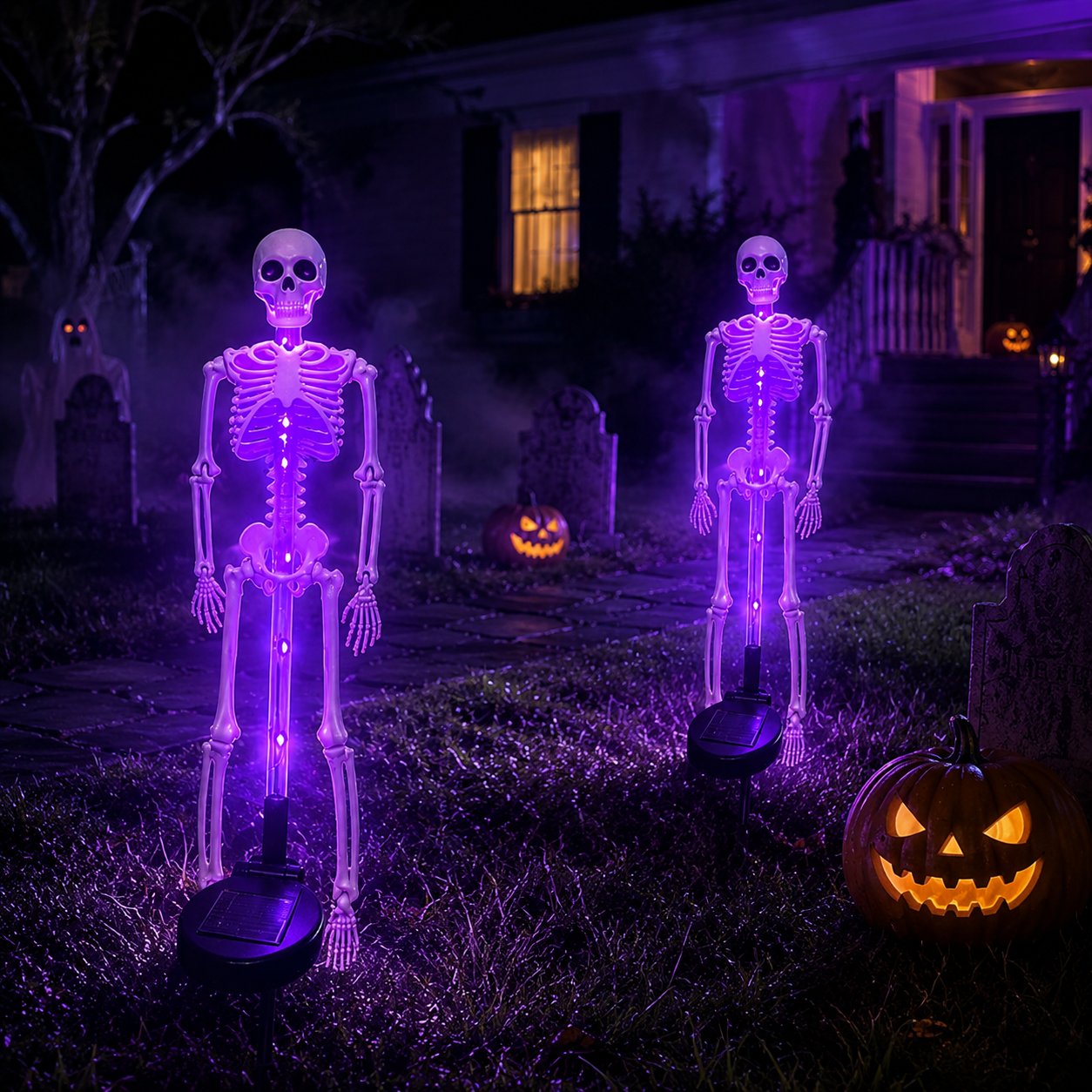 Halloween Skull Solar Garden Lights – Waterproof Outdoor Pathway Lights for Yard, Lawn & Spooky Halloween Decor