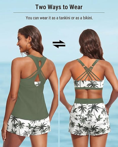 ⏰3 Piece Tankini with Shorts🔥