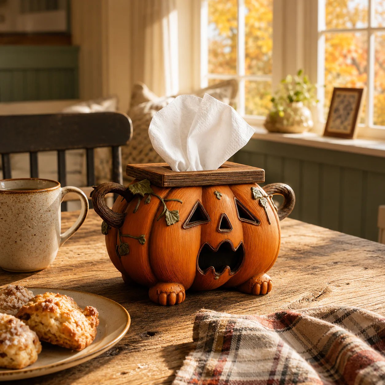 Whimsical Halloween Pumpkin Tissue Box Cover