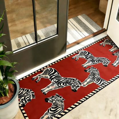 Artistic Zebra Print Washable Runner Rug