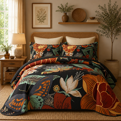 Boho Floral Quilt Set – Cozy All-Season Bedding