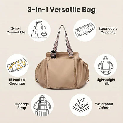 3-in-1 Convertible Large Capacity Tote/Backpack Bag