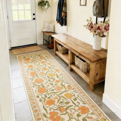 Vintage Floral Washable Runner Rug