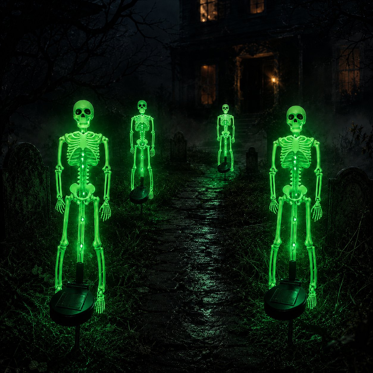 Halloween Skull Solar Garden Lights – Waterproof Outdoor Pathway Lights for Yard, Lawn & Spooky Halloween Decor
