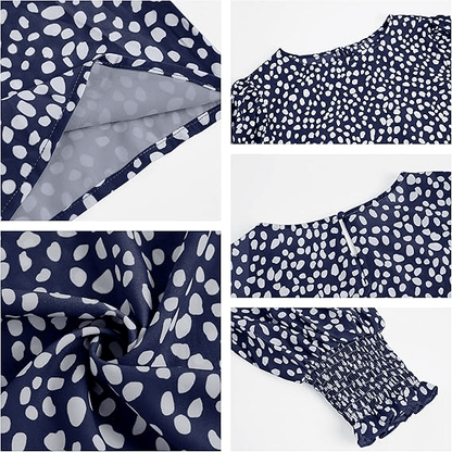 Women's Polka Dot 3/4 Sleeve Blouse Tops Ladies