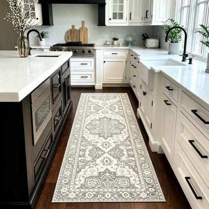 Vintage Kitchen Runner Rug - Non-Slip & Machine Washable