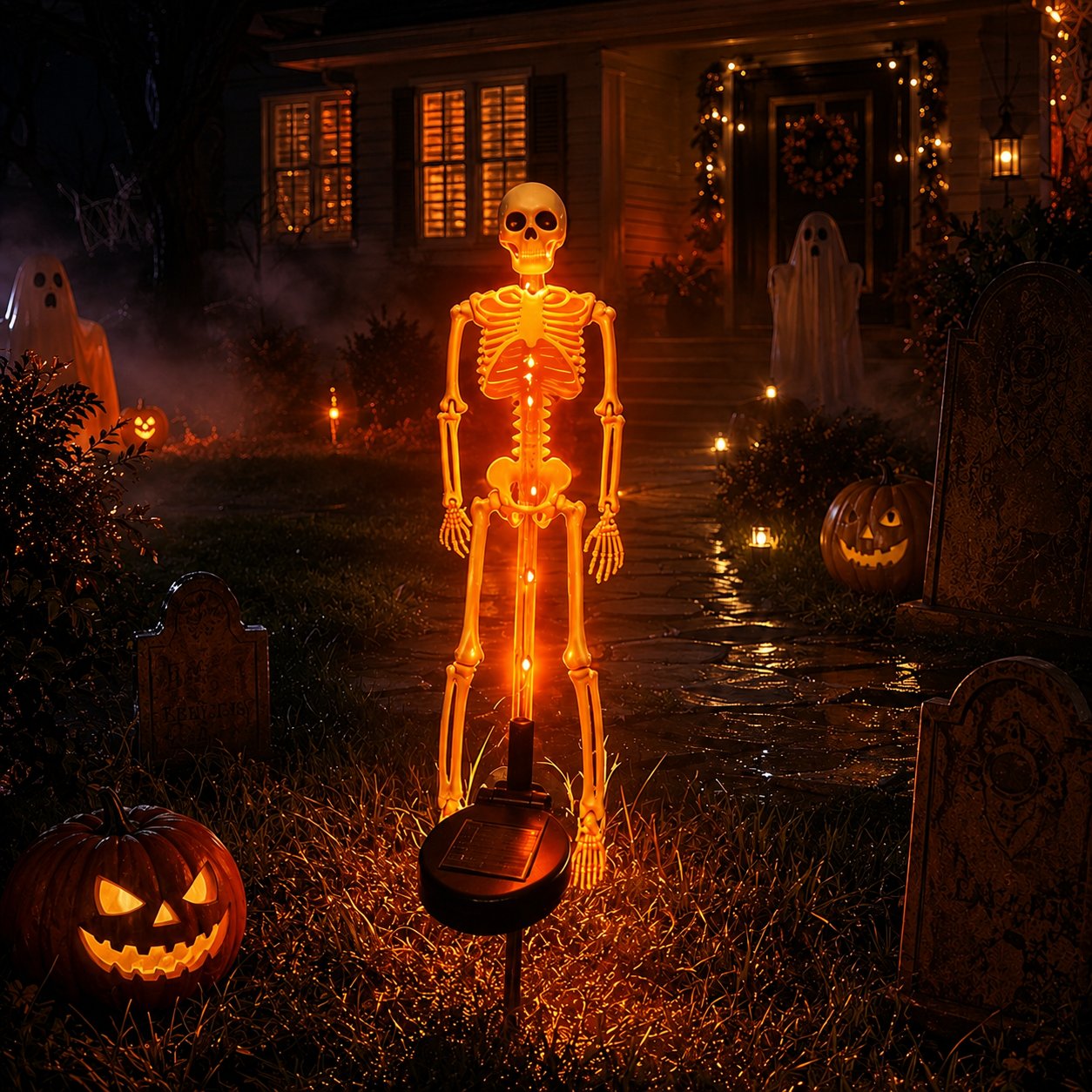 Halloween Skull Solar Garden Lights – Waterproof Outdoor Pathway Lights for Yard, Lawn & Spooky Halloween Decor