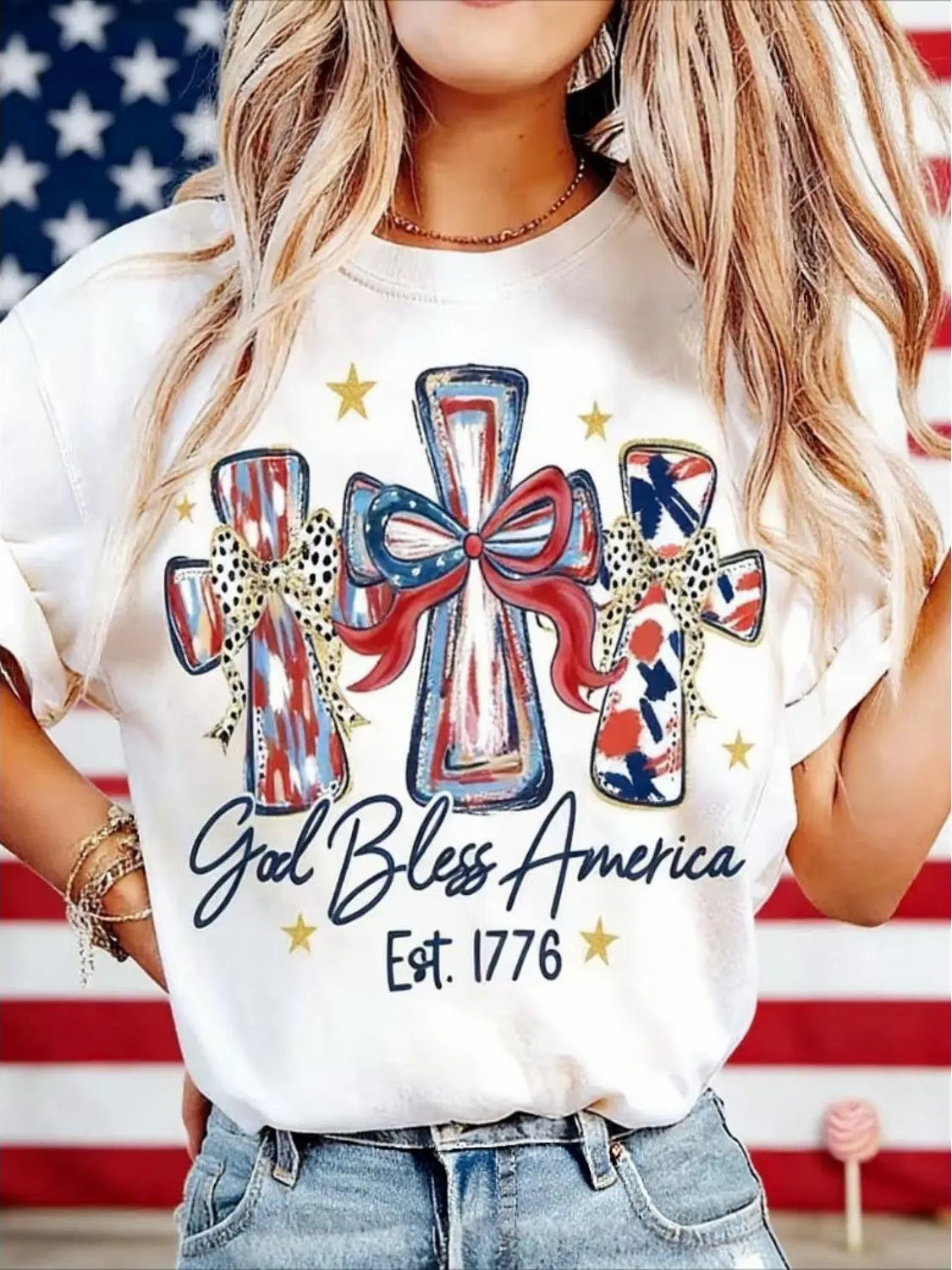 ⏰Hot Sale-God Bless America T-shirt 250 Years America Anniversary Birthday Gift Shirt