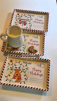 Vintage Christmas Postcard Ceramic Serving Platter