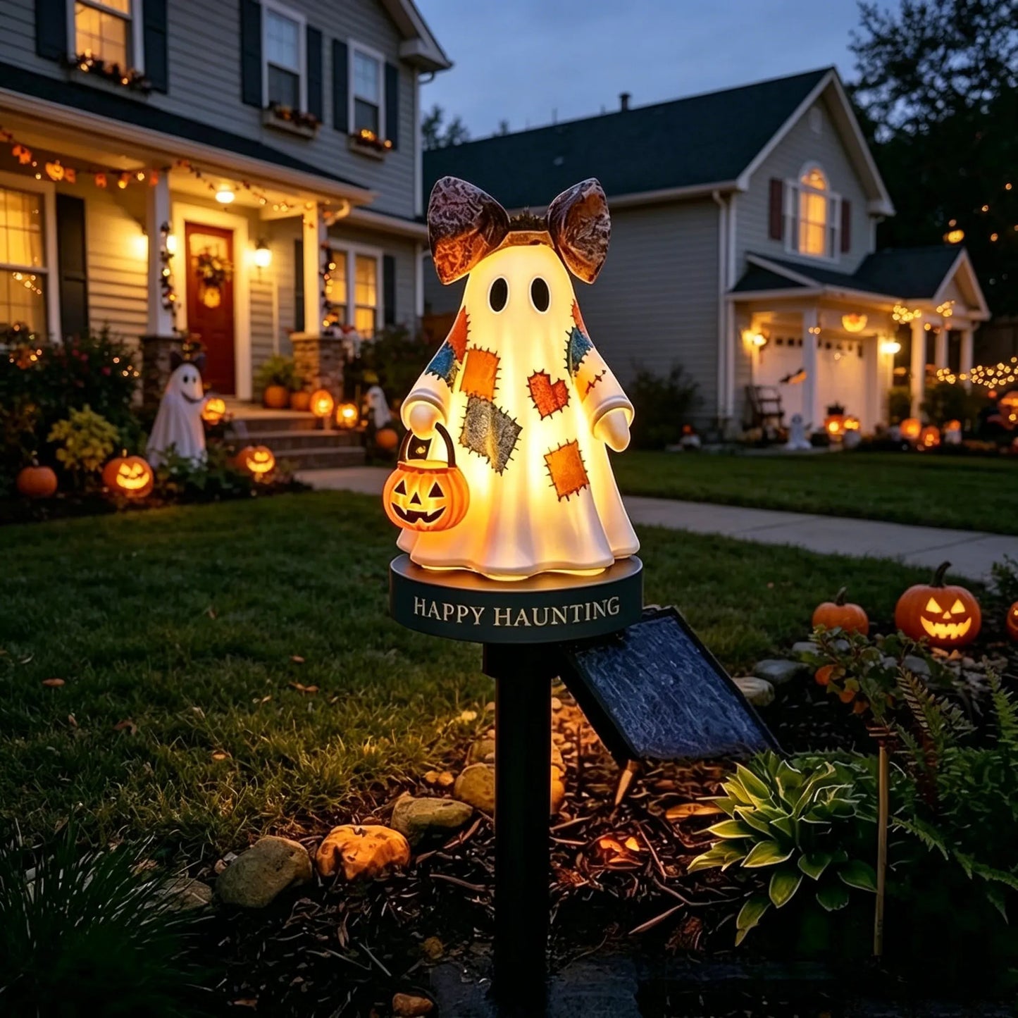 Vintage Patchwork Ghost Solar Garden Light