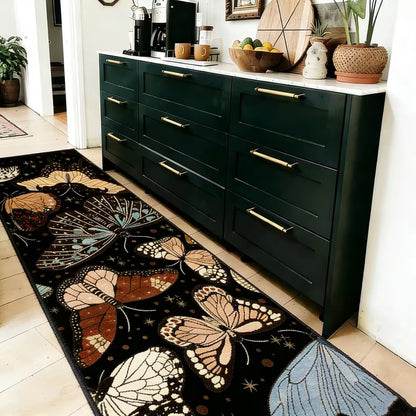 Washable Vintage Butterfly Runner Rug – Non-Slip & Pet Friendly