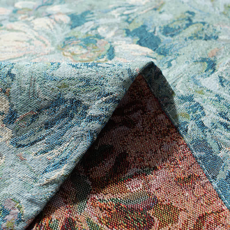 Onwkoti Flower Oil Painting Style Tassel Tablecloth