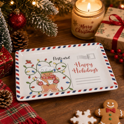 Vintage Christmas Postcard Ceramic Serving Platter