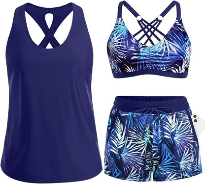 ⏰3 Piece Tankini with Shorts🔥