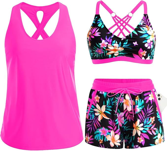 ⏰3 Piece Tankini with Shorts🔥