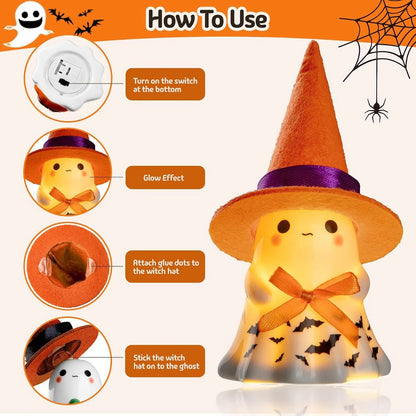 Whimsical Light-Up Halloween Ghost Trio