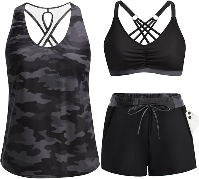 ⏰3 Piece Tankini with Shorts🔥