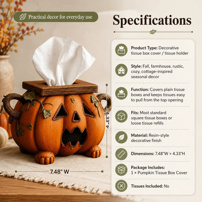 Whimsical Halloween Pumpkin Tissue Box Cover