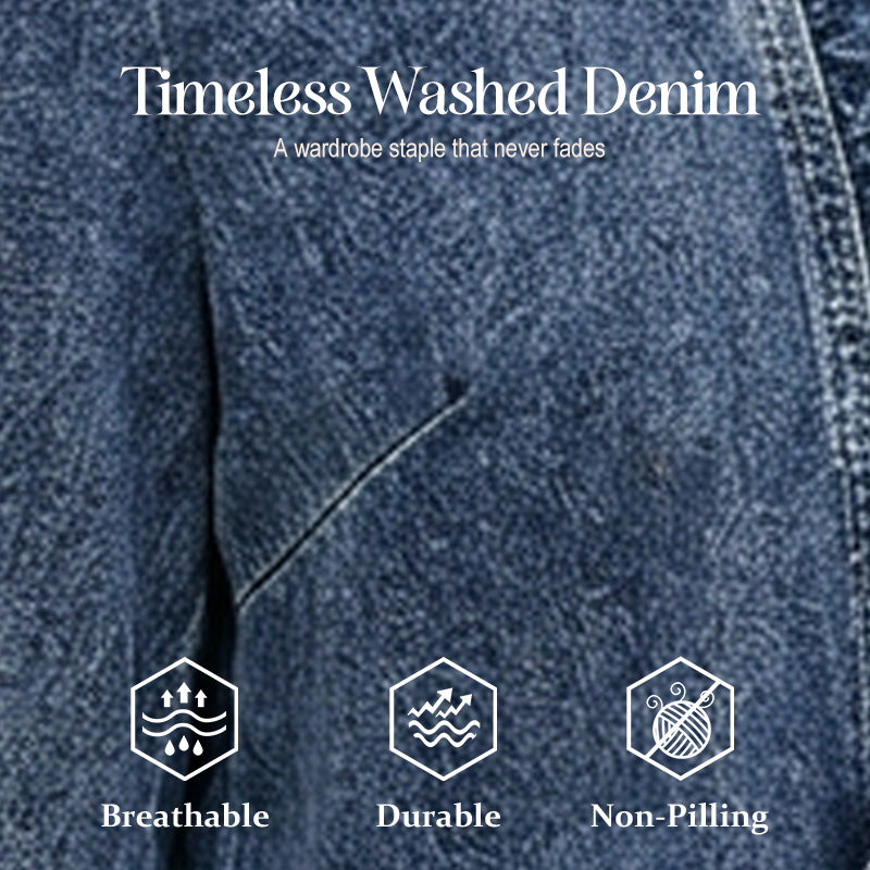 🧥  Women's Denim Jacket – Open-Front, Ruffle Trim, Lightweight, Classic Wash ✨