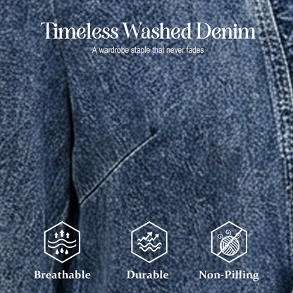 🧥  Women's Denim Jacket – Open-Front, Ruffle Trim, Lightweight, Classic Wash ✨